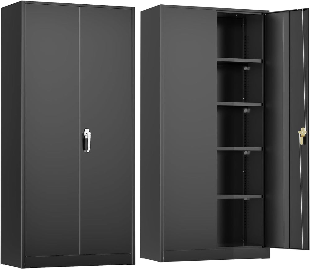 Metal Garage Storage Cabinet, 72” Lockable File Cabinets with 2 Doors and 4 A...