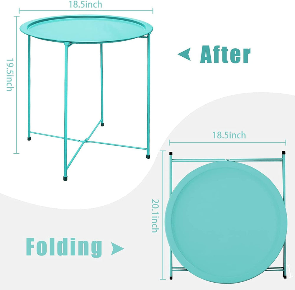 Garden 4 you End Table Set of 2, Outdoor Side Table, Small Patio Table Metal ...