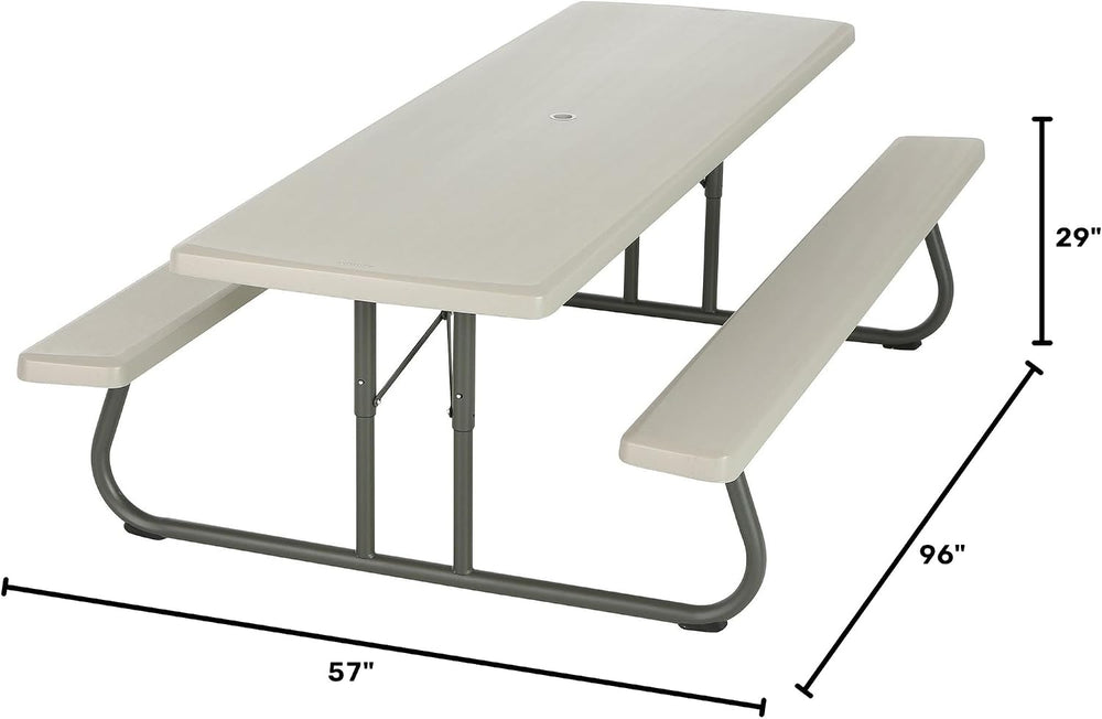 Lifetime 80123 Folding Picnic Table and Benches, 8'