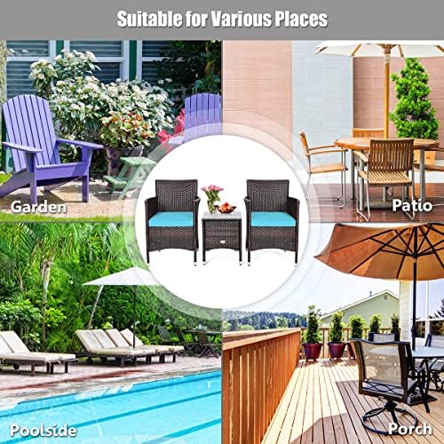 KOTEK 3 Piece Patio Furniture Set, Blue