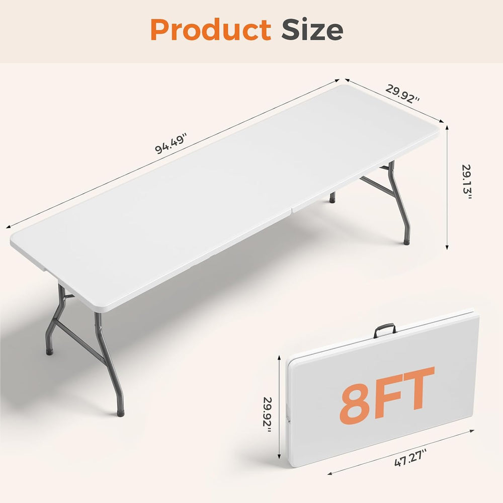 Sweetcrispy 8 FT Folding Picnic Table 2 Pack, Easy to Fold and Store