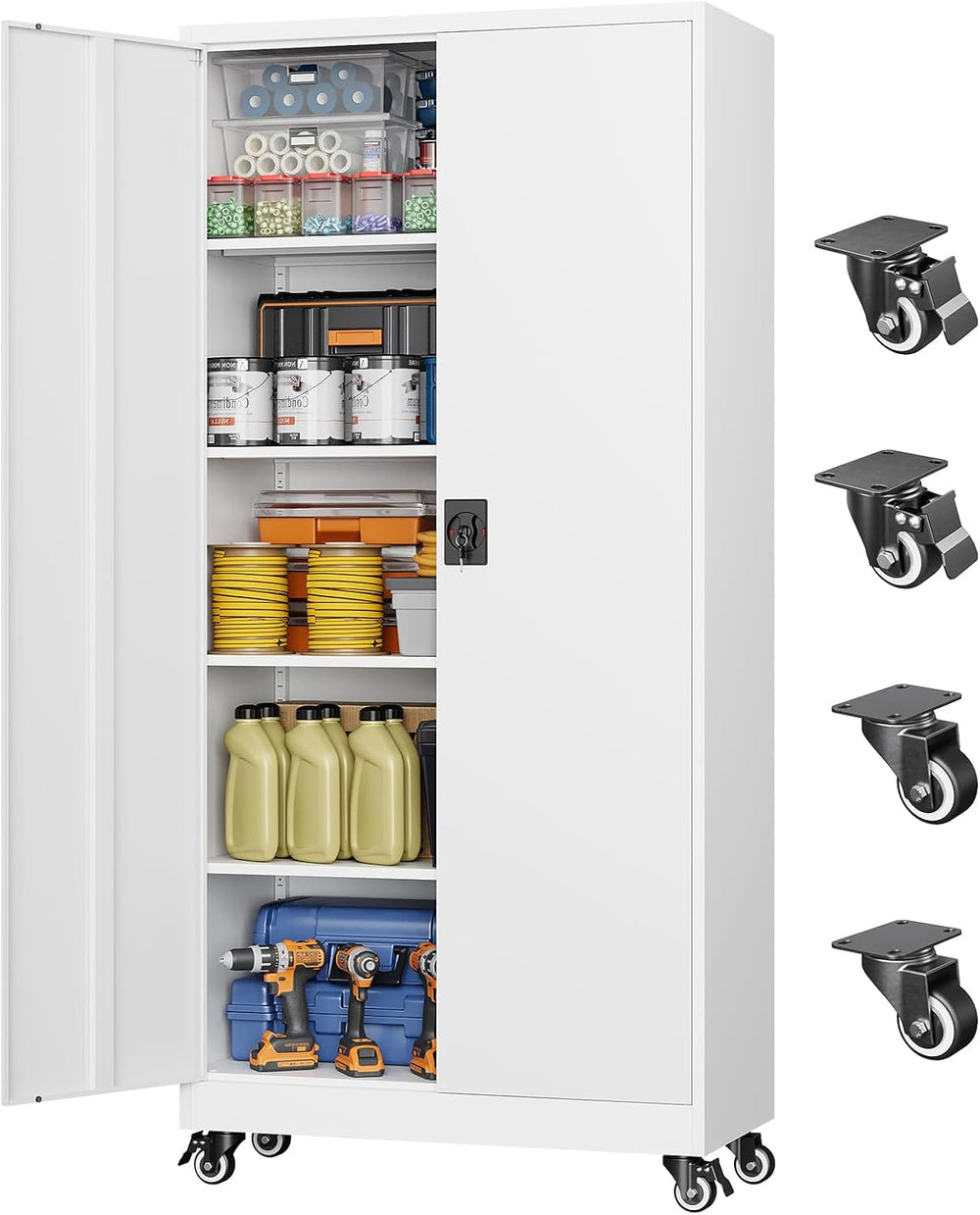Metal Garage Storage Cabinet with Locking Doors and Adjustable Shelves,- 75&q...