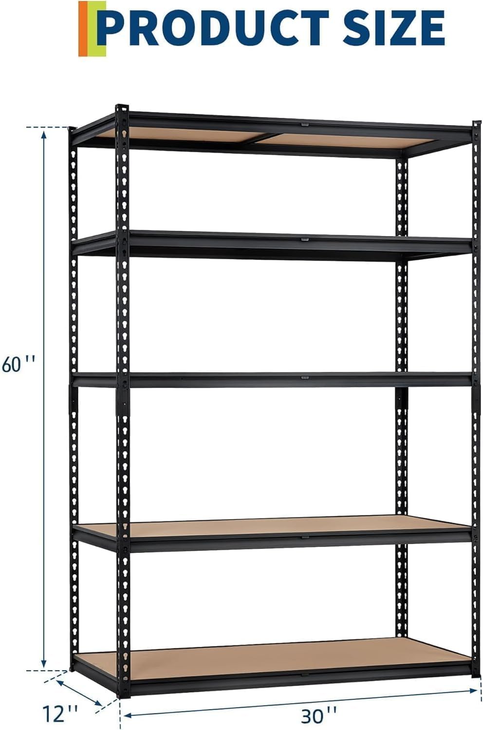 GarveeTech Heavy Duty Garage Shelving Unit, 30 in L x 12 in D x 60 in H Adjus...