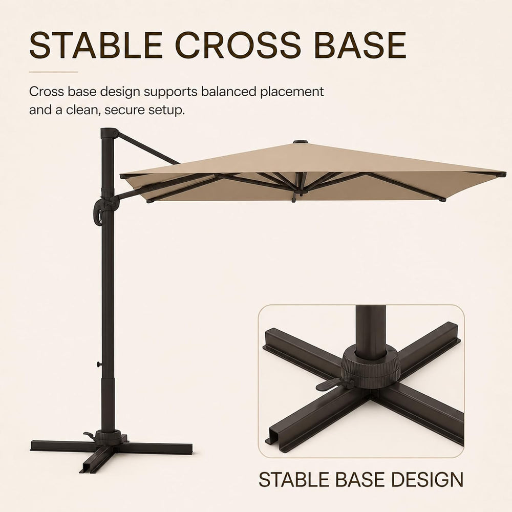 Kingdura 9' X 9' Cantilever Patio Umbrella, Large Rectangular Aluminu...