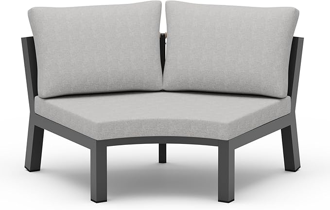 Outdoor Patio Sectional Modular Sofa, Aluminum 1 Piece Curved Patio Couch wit...