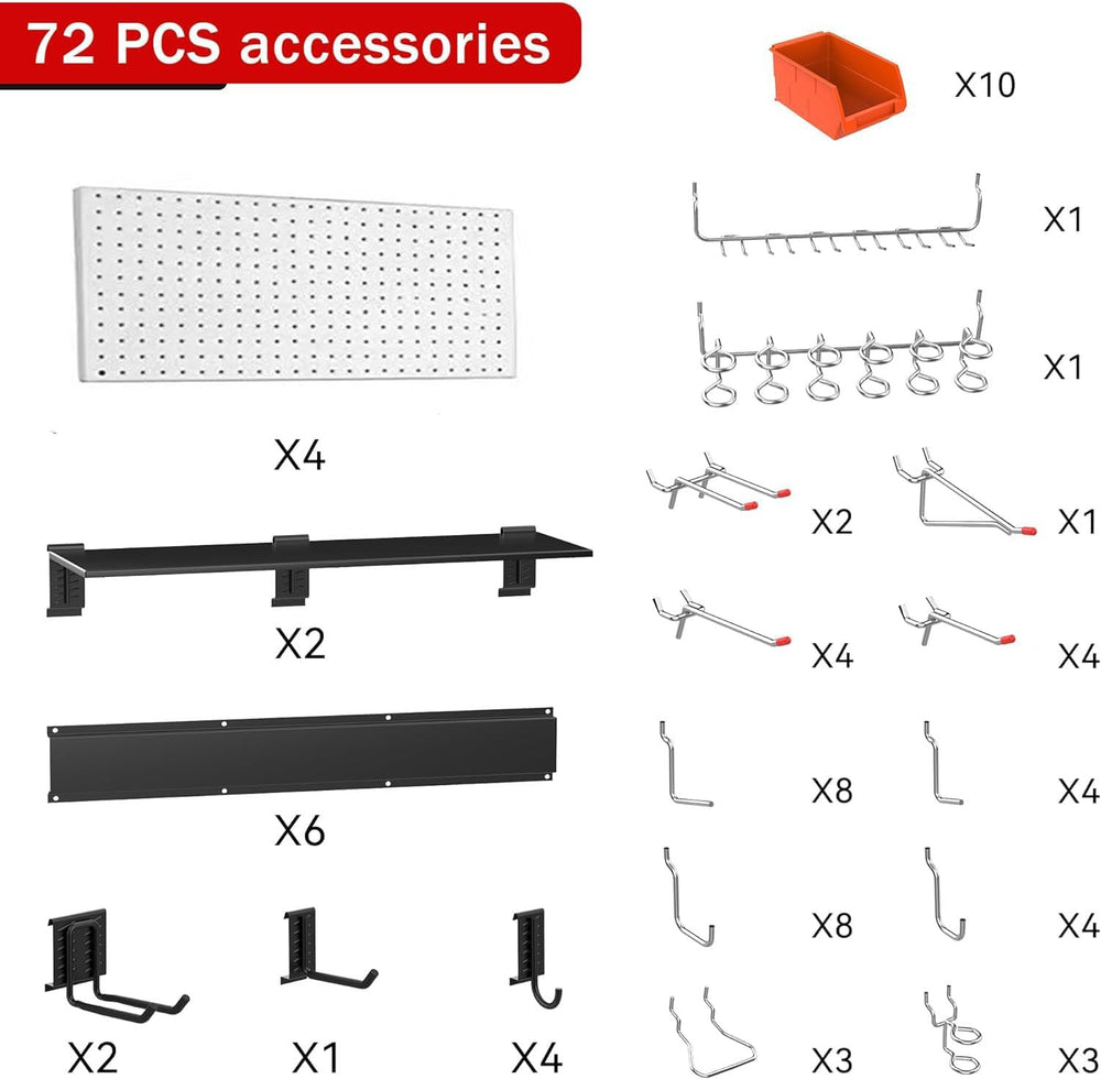 Pegboard Wall Organizer, 48 X 36 inch Garage Storage Pegboard