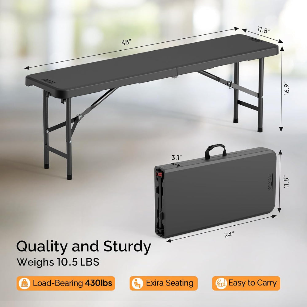 VINGLI 4 feet Plastic Folding Bench,Portable in/Outdoor Picnic Party Camping ...