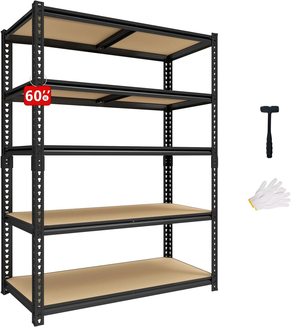 60" H Heavy Duty Storage Shelves, 2400LBS Capacity Metal Shelving Unit, ...