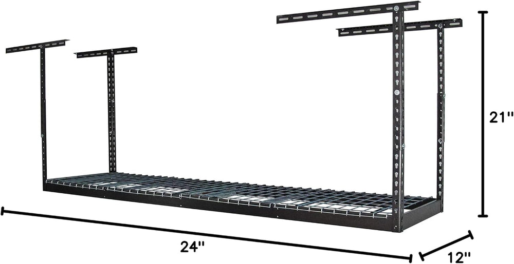 MonsterRax 2x8 Overhead Garage Storage Rack, Gray, 12"-21" Height