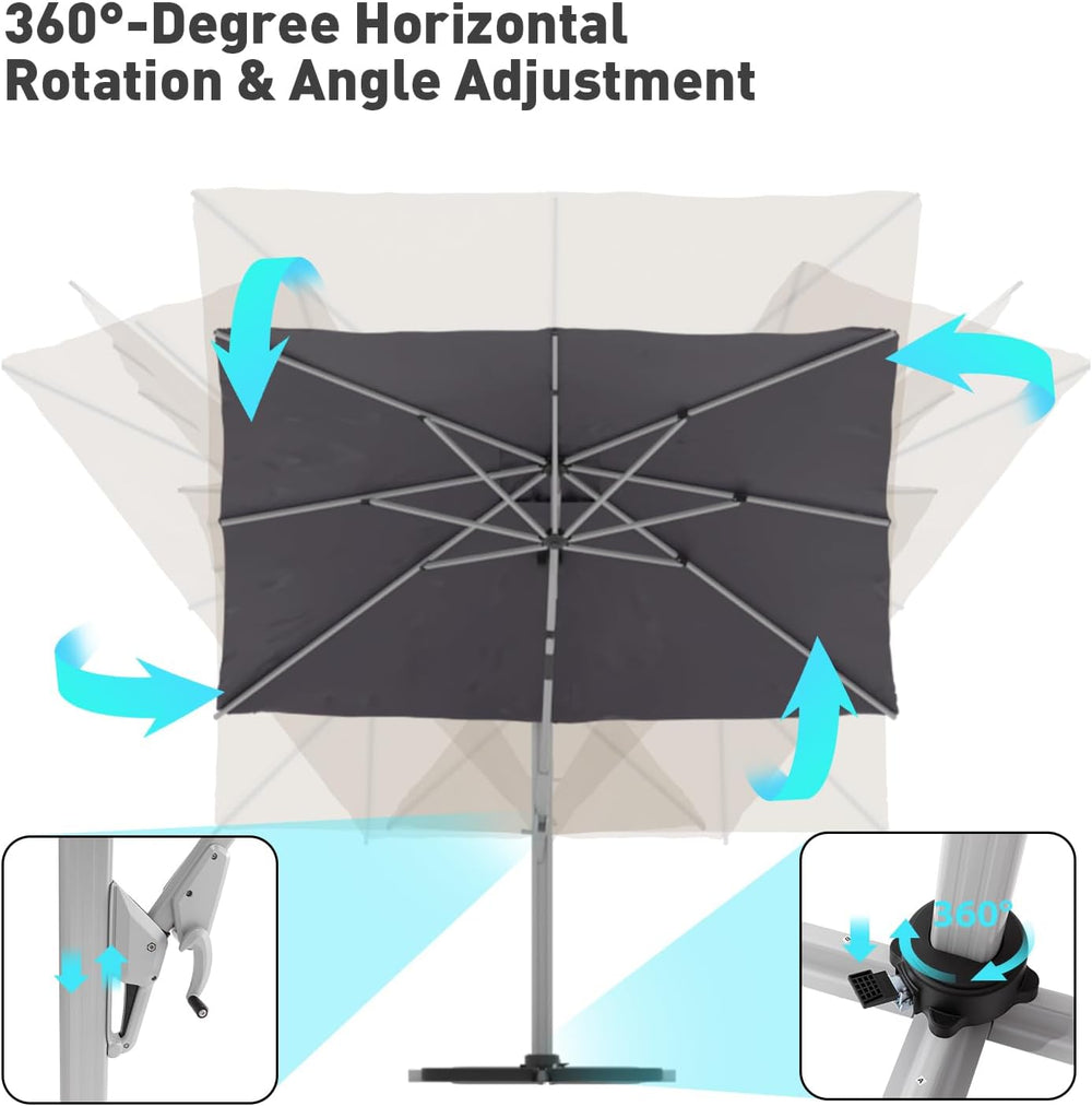 COSIEST 10'x10' Patio Umbrella Cantilever Outdoor Rectangular Offset ...