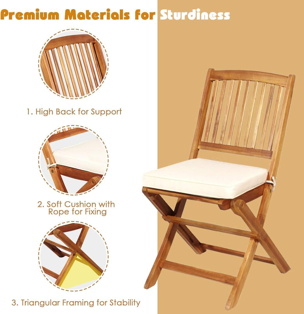 DORTALA Folding Outdoor Bistro Set 3 Piece, Garden Table and Chairs Set with ...