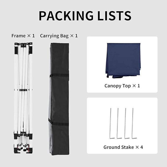 Canopy Tent, 10X10 FT Pop Up Canopy Outdoor Instant Tent Slant Legs with Carr...