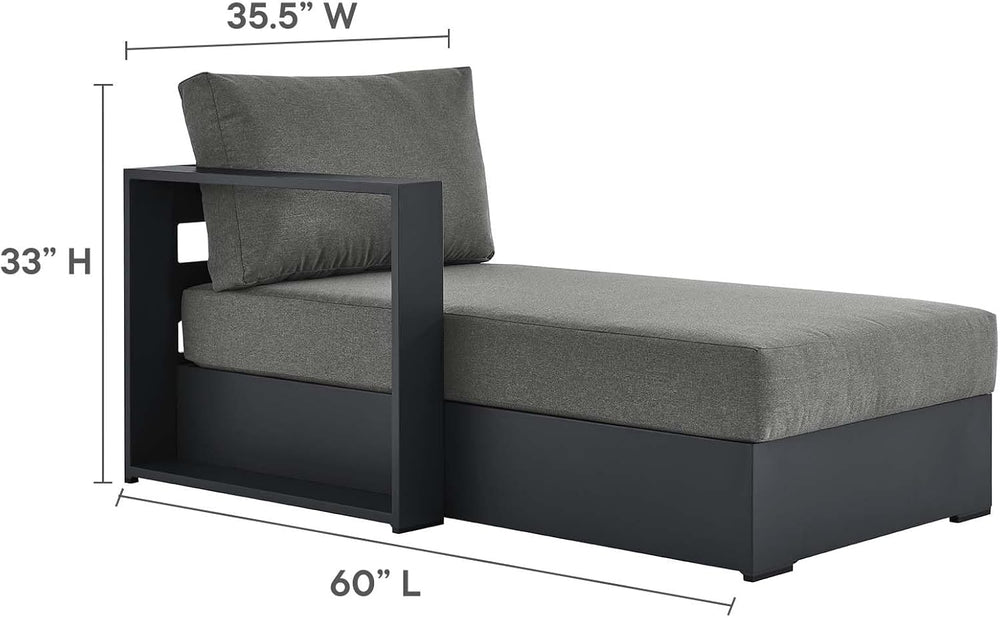 Modway Tahoe Aluminum Outdoor Chaise Lounge in Gray Charcoal with Weather-Res...