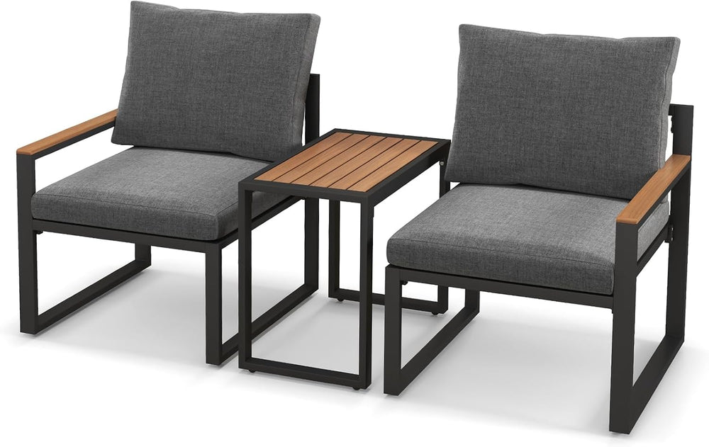 Tangkula 3 Pieces Patio Furniture Set, Aluminum Frame Weatherproof Outdoor Co...