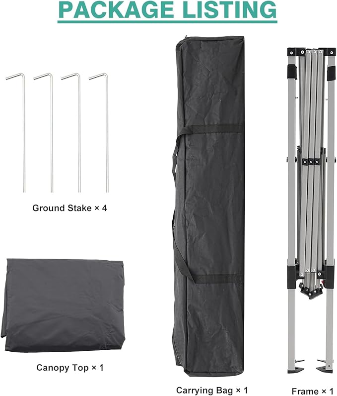 Canopy Tent, 10X10 FT Pop Up Canopy Outdoor Instant Tent Slant Legs with Carr...