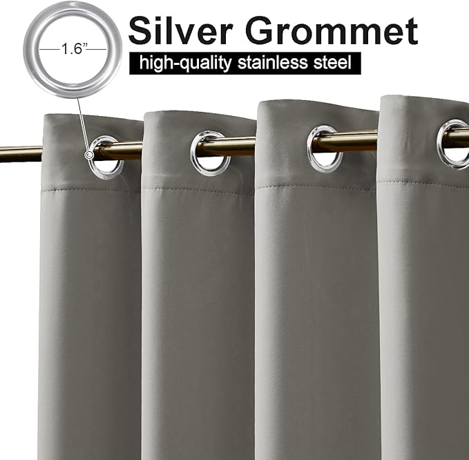 NICETOWN Room Darkning Bedroom Curtain W84 x L84, Stainless Steel Grommet Top...
