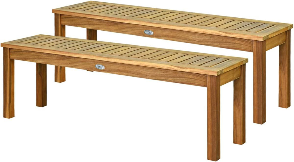 Tangkula 52 Inches Acacia Wood Outdoor Bench for Dining Room, Entryway, Pools...