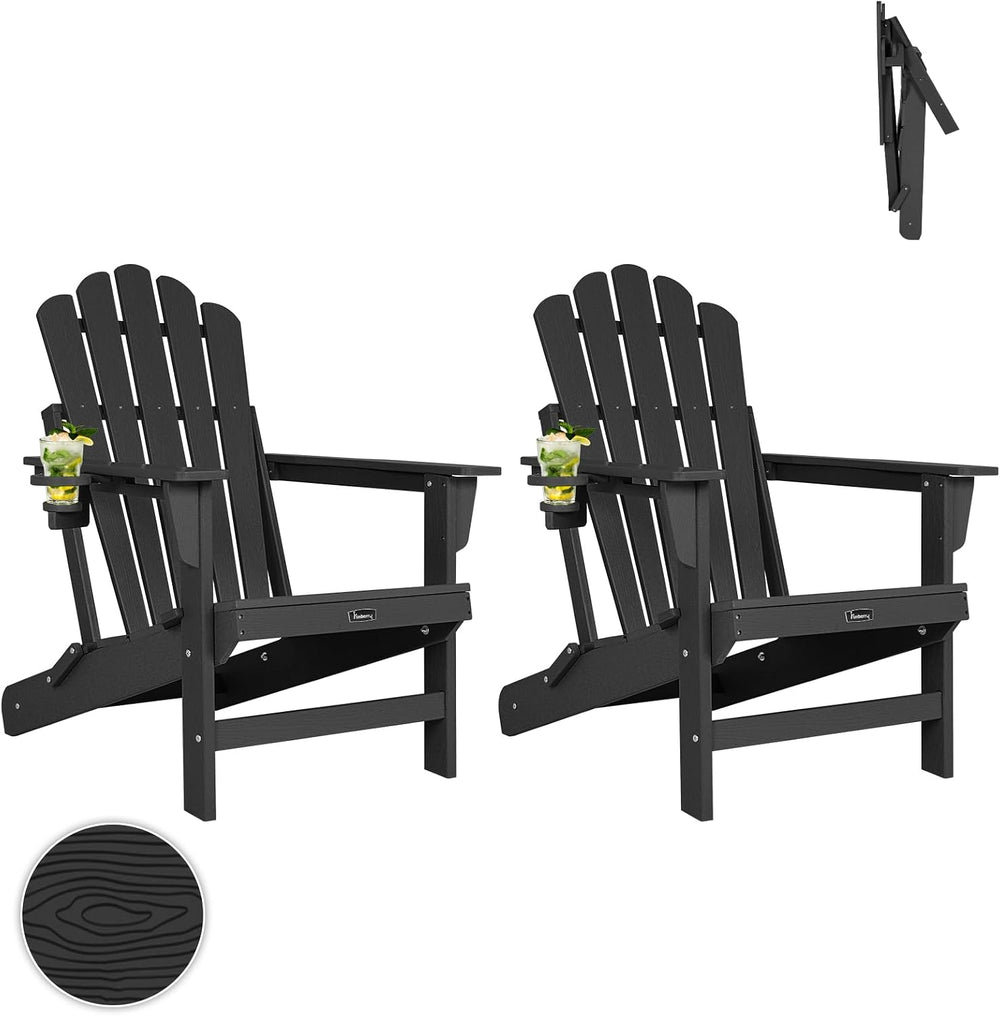 FUNBERRY Oversized Folding Adirondack Chair Set of 2, Fire Pit Chair 400LBS