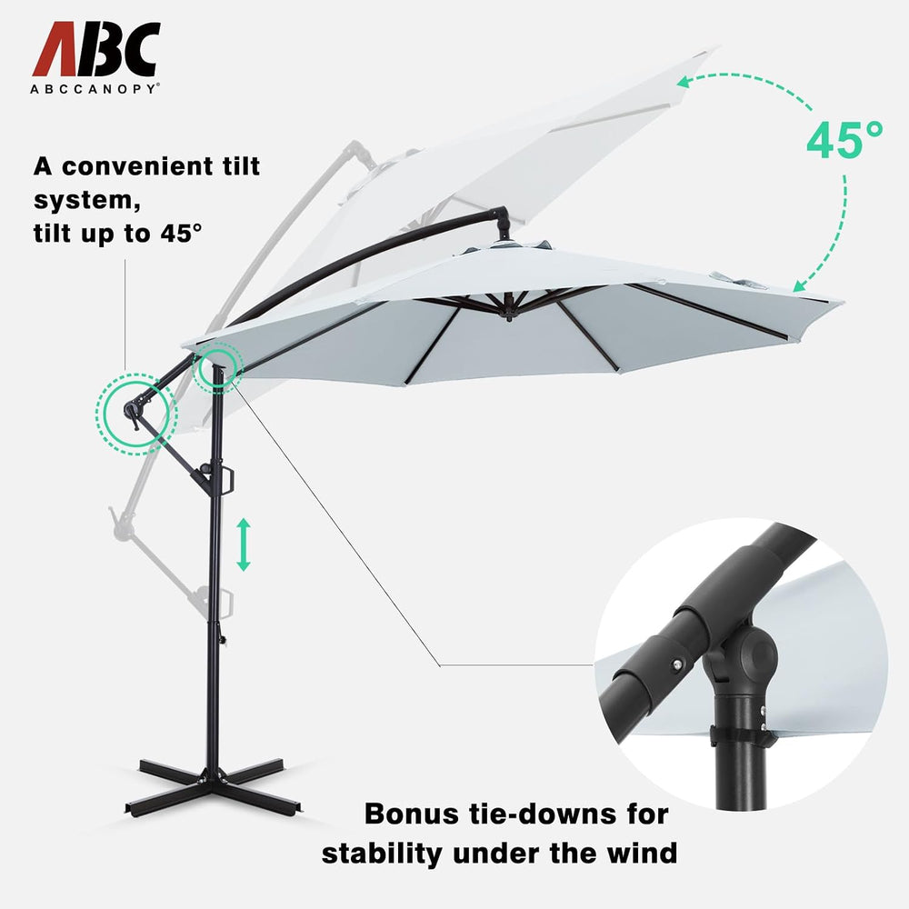 ABCCANOPY 10FT Cantilever Outdoor Patio Umbrella, Gray
