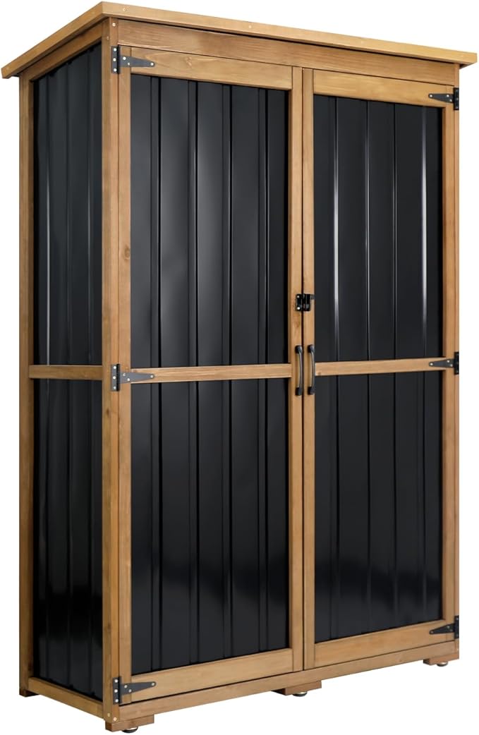 Outdoor Storage Cabinet Waterproof with Shelves, Outdoor Storage Shed Garage ...