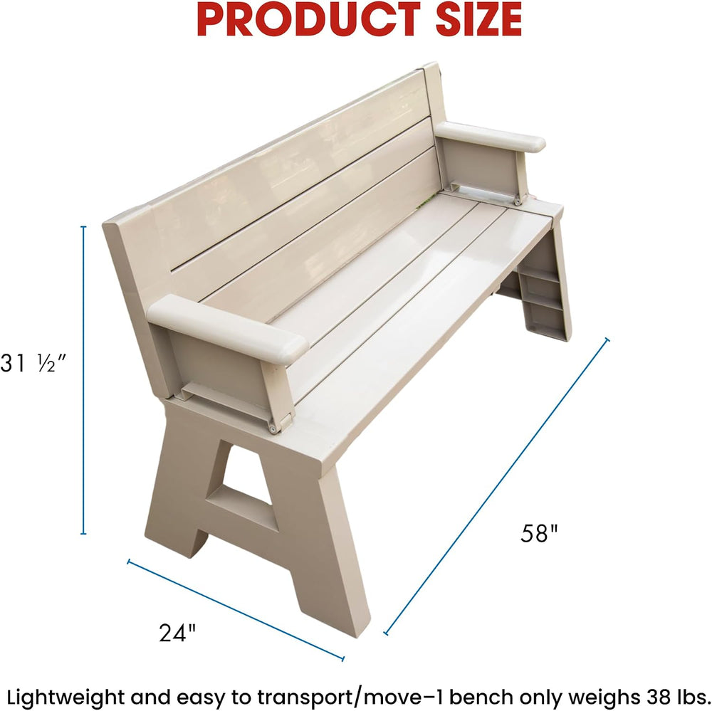 Convert-a-Bench 2-in-1 Outdoor Bench & Folding Picnic Table, Convertible