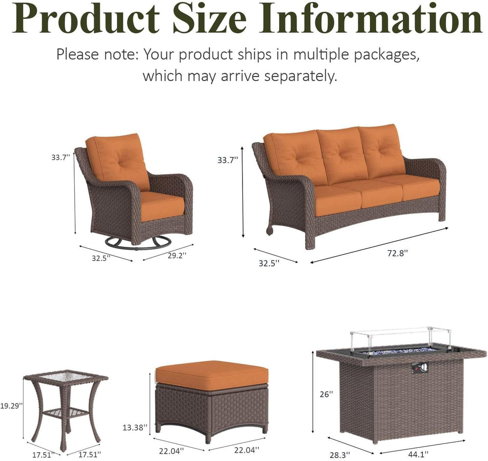 LayinSun 10 Piece Wicker Outdoor Furniture Set with 6-inch Comfy Cushions
