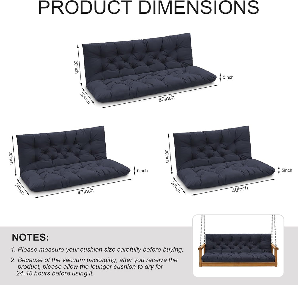 Porch Swing Cushions, Outdoor Swing Replacement Cushions 3 Seater with Backre...