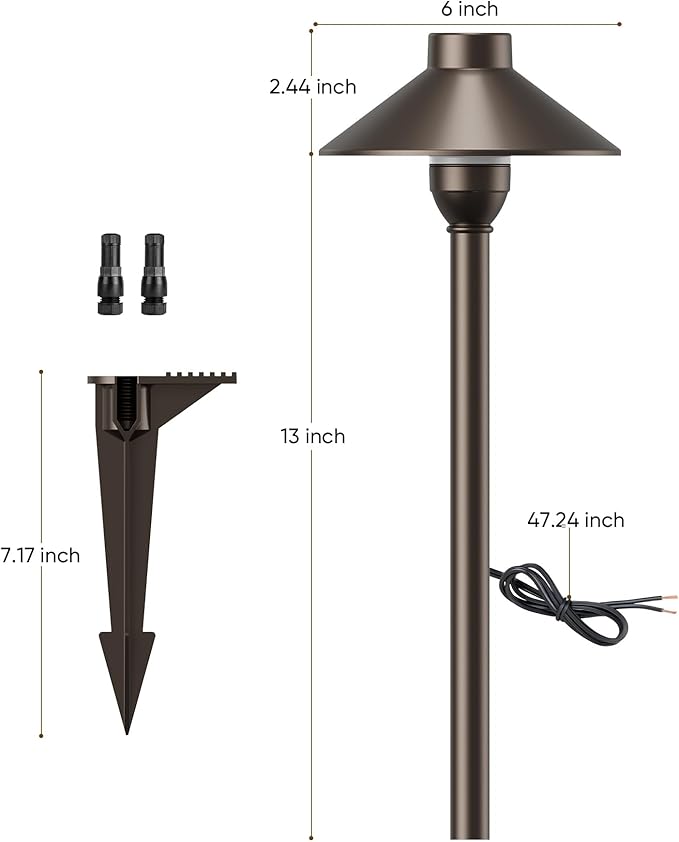 PARTPHONER Low Voltage Landscape Lighting 12-Pack, Aluminum 12V Pathway Light...