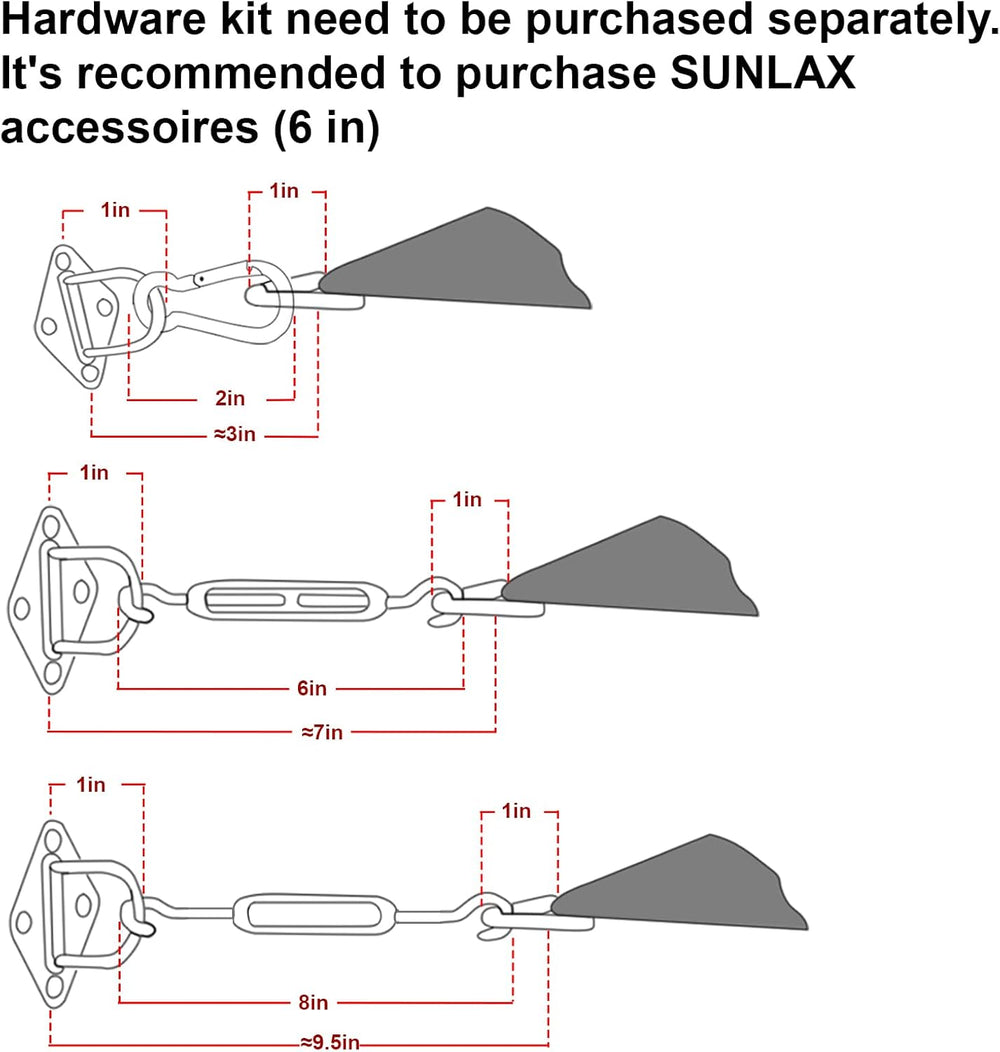 SUNLAX Sun Shade Sail 10' x 13' Dark Grey Rectangle Outdoor Canopy Cover