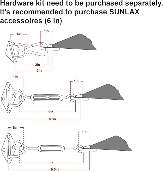 SUNLAX Sun Shade Sail 16' x 16' x 16' Dark Grey Triangle Canopy S...