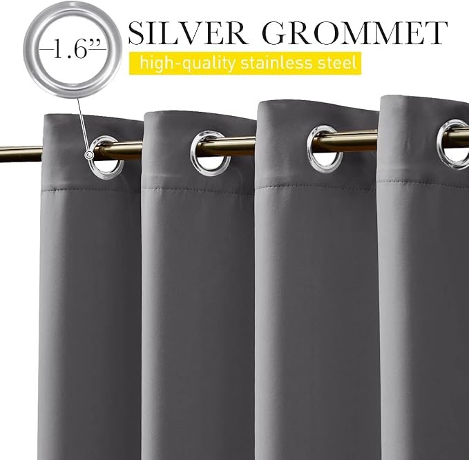 NICETOWN 2 Panels Outdoor Curtains for Patio Waterproof & Windproof, Grom...