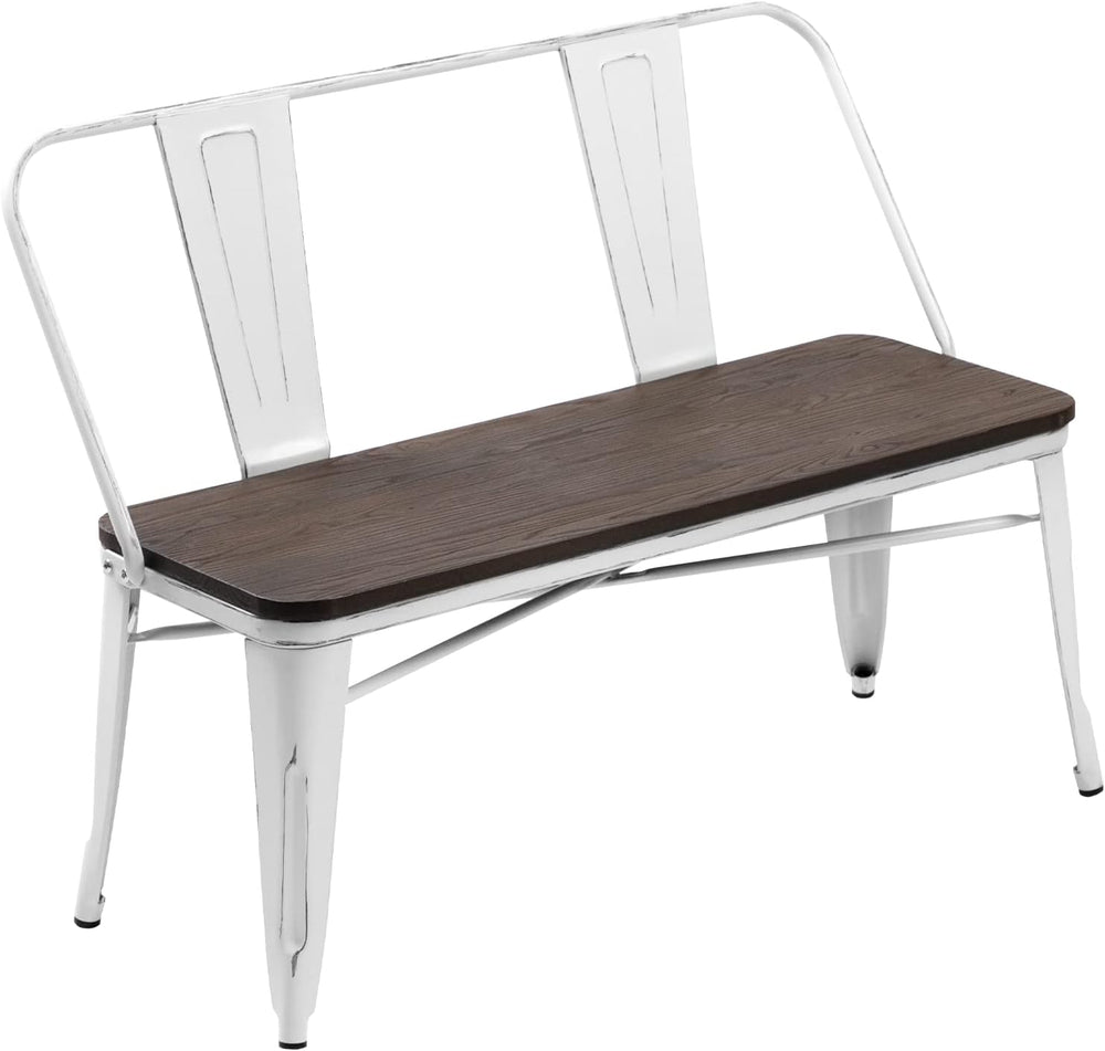YOLENY Dining Bench, Farmhouse Metal Entryway Chair with Back, Industrial Mid...