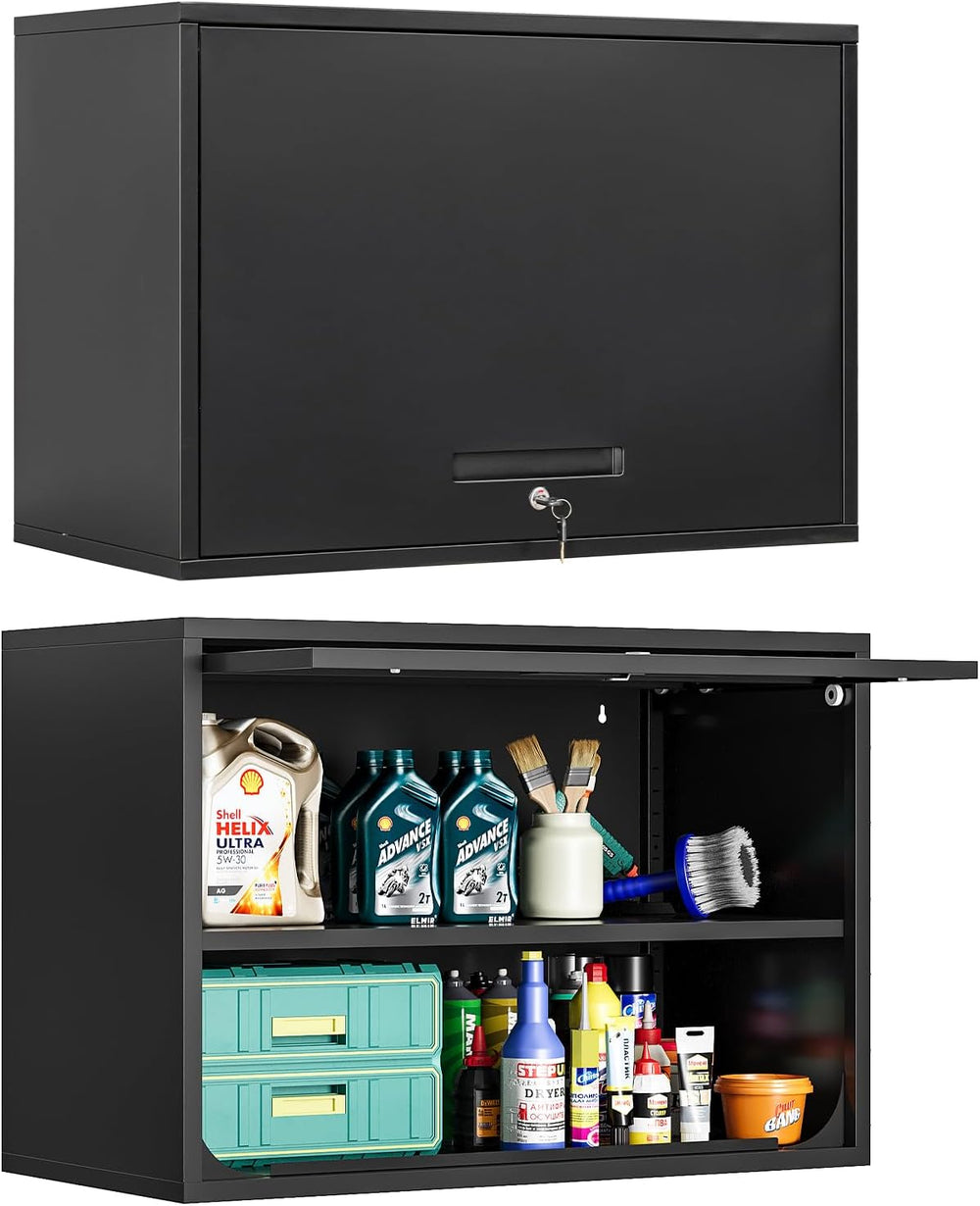 MIIIKO Metal Garage Wall Cabinet with Door and Shelf, Wall Mounted Garage Too...