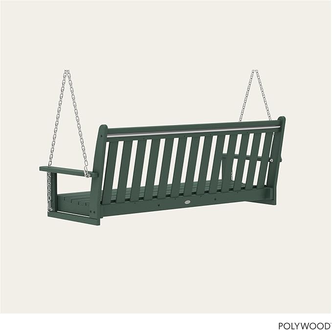 POLYWOOD Vineyard 5-Foot Porch Swing, Heavy Duty HDPE Outdoor Hanging Bench, ...
