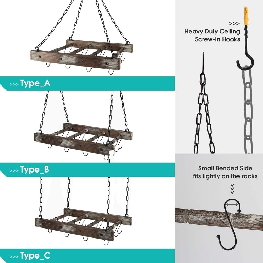 J JACKCUBE DESIGN Hanging Pot Rack Pan Ceiling Wall Mounted Hanger Multi- Pur...