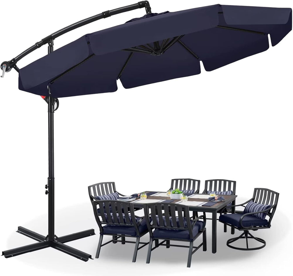 ABCCANOPY 9FT Scalloped Cantilever Patio Umbrella, Tibetan Blue