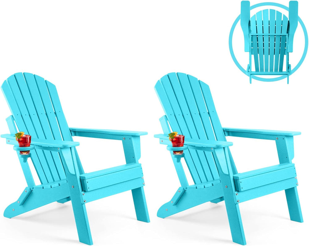 FUNBERRY Oversized Adirondack Folding Chair Set of 2, Fire Pit Chair 400LBS