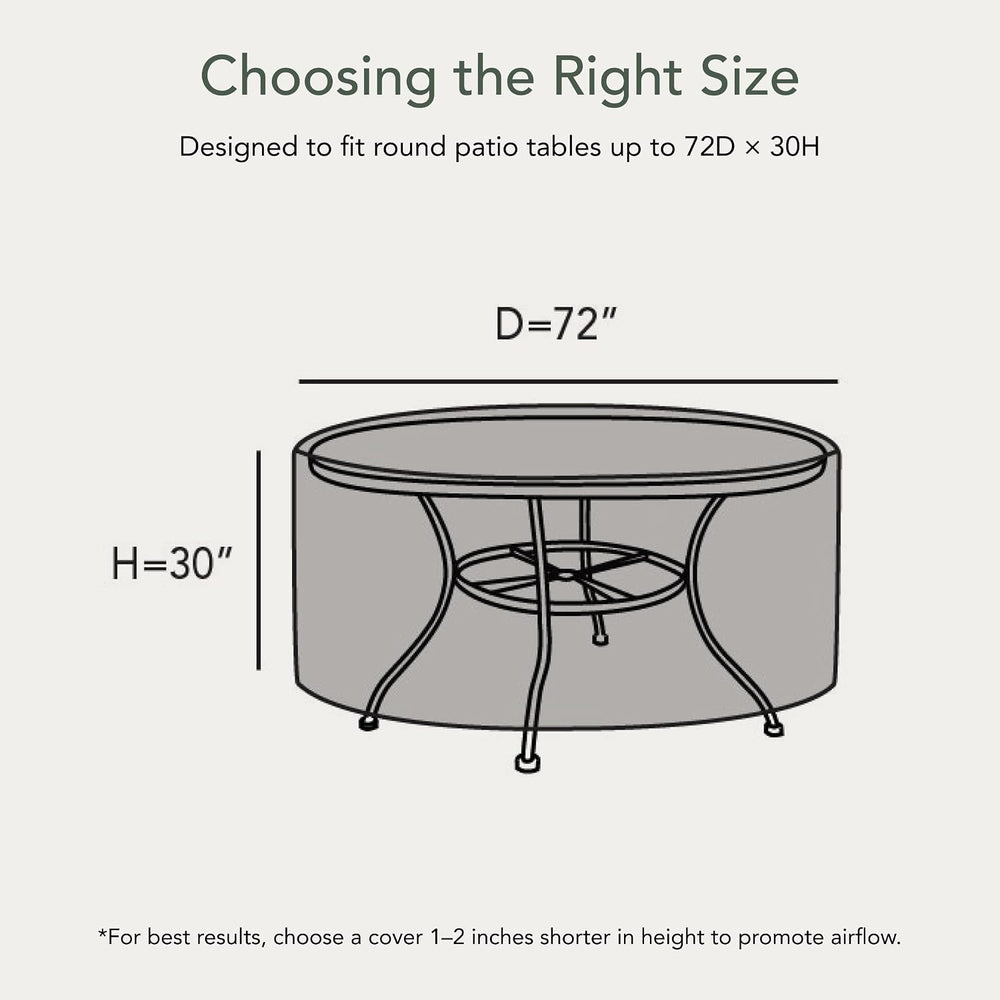 Covermates Prestige Round Outdoor Patio Table Cover 72" Dia x 30" H