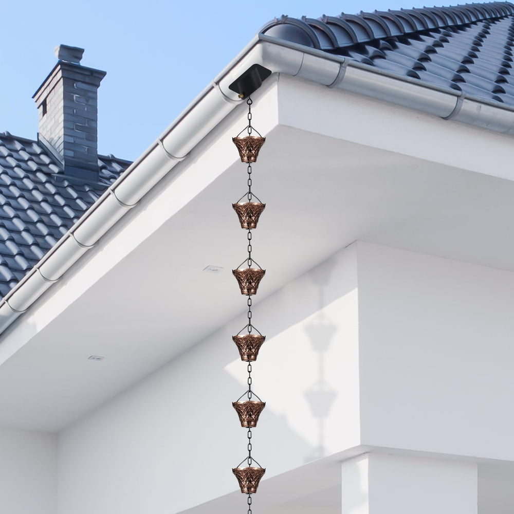 Rain Chains for Gutters Outside Copper Rain Chain 8.5FT 12 Cups