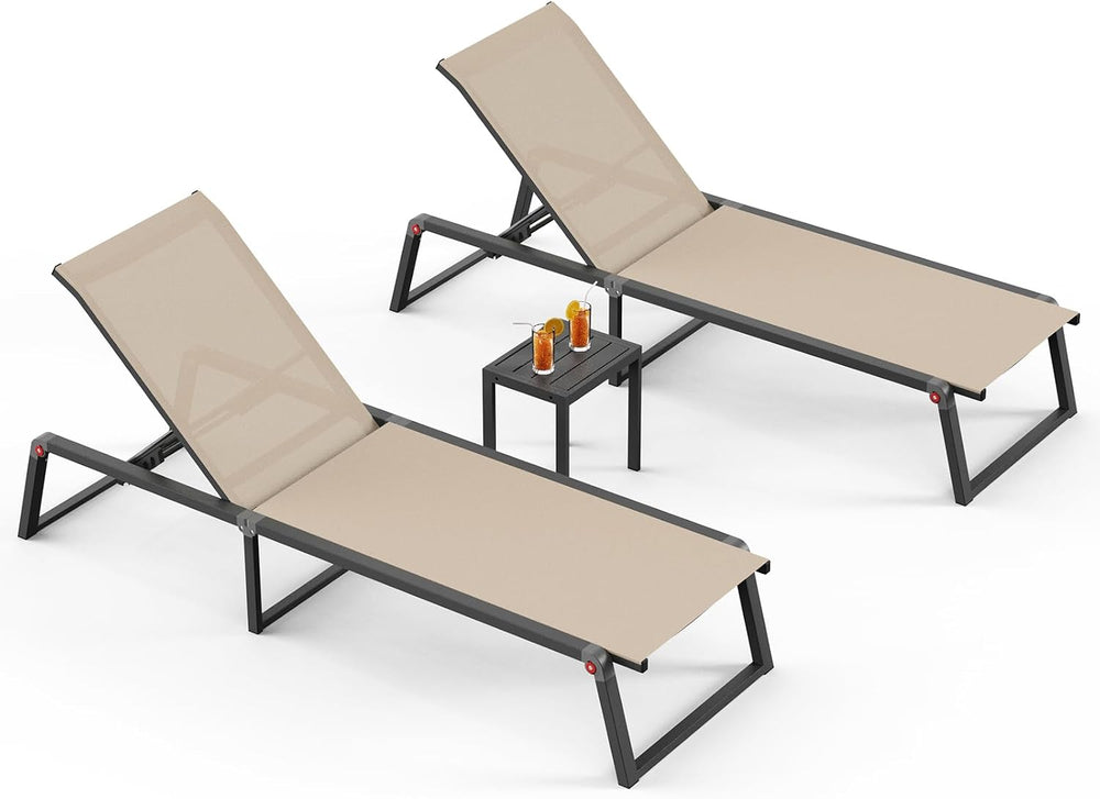 Aluminum Chaise Lounge Chair Outdoor, Foldable& No Assembly Patio Pool Lo...