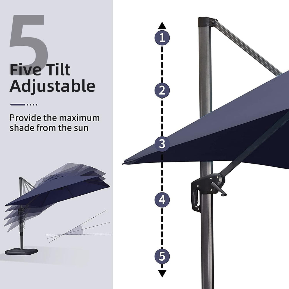 PURPLE LEAF Patio Cantilever Umbrella 10' x 13' Large Space for Pool ...