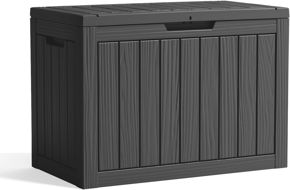 DRATO 50 Gal Waterproof Lockable Resin Deck Box, storage bin, Black
