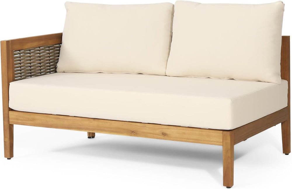 Merax 4 Piece Rattan Sofa Paito Conversation Set, All-Weather Acacia Wood V-S...