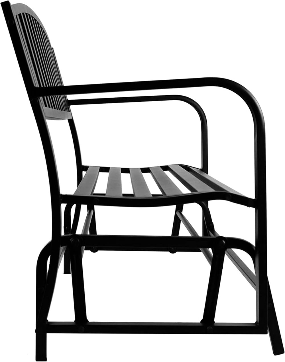 Sunnydaze 50-Inch W 2-Person Glider Garden Bench - 615 lb Capacity - Black