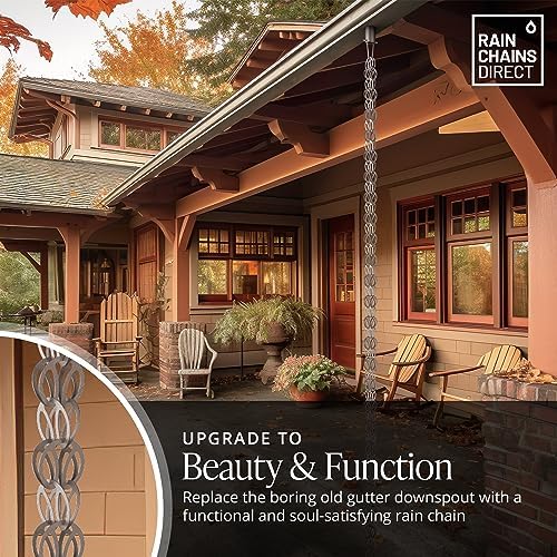 Rain Chains Direct - Modern Loop Rain Chain - 8.5 FT - Durable Milled Aluminu...