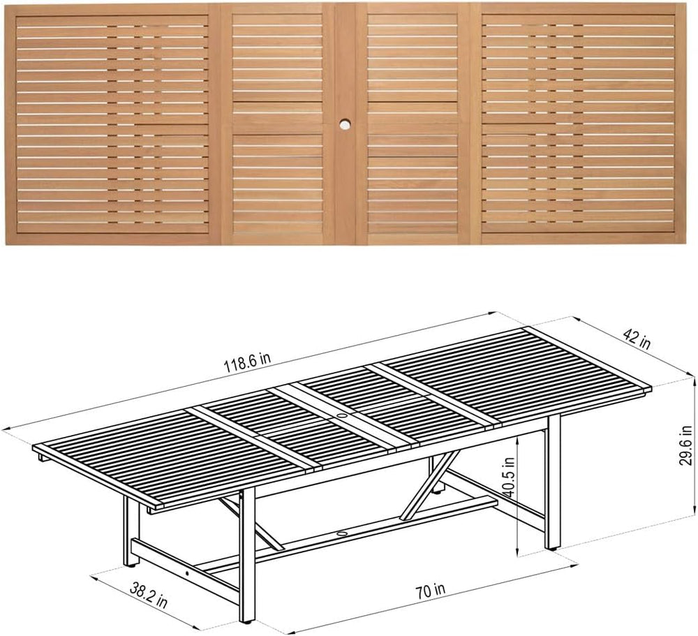 Amazonia Franklin 9-Piece Rectangular Extendable Patio Dining Set Teak Finish...