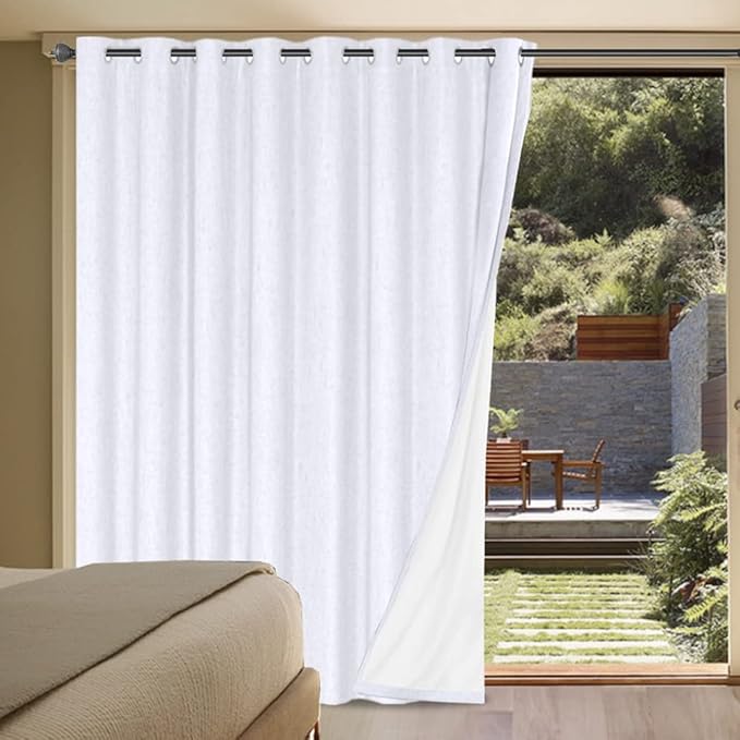 H.VERSAILTEX White Linen Blackout Curtains Durable Thick Textured Linen Look ...