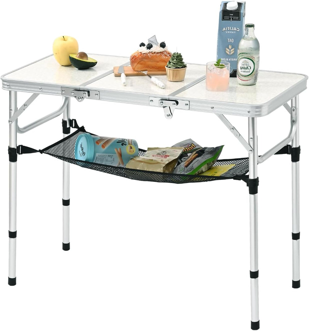 Folding Table with Storage Net, Lightweight Portable Picnic Table