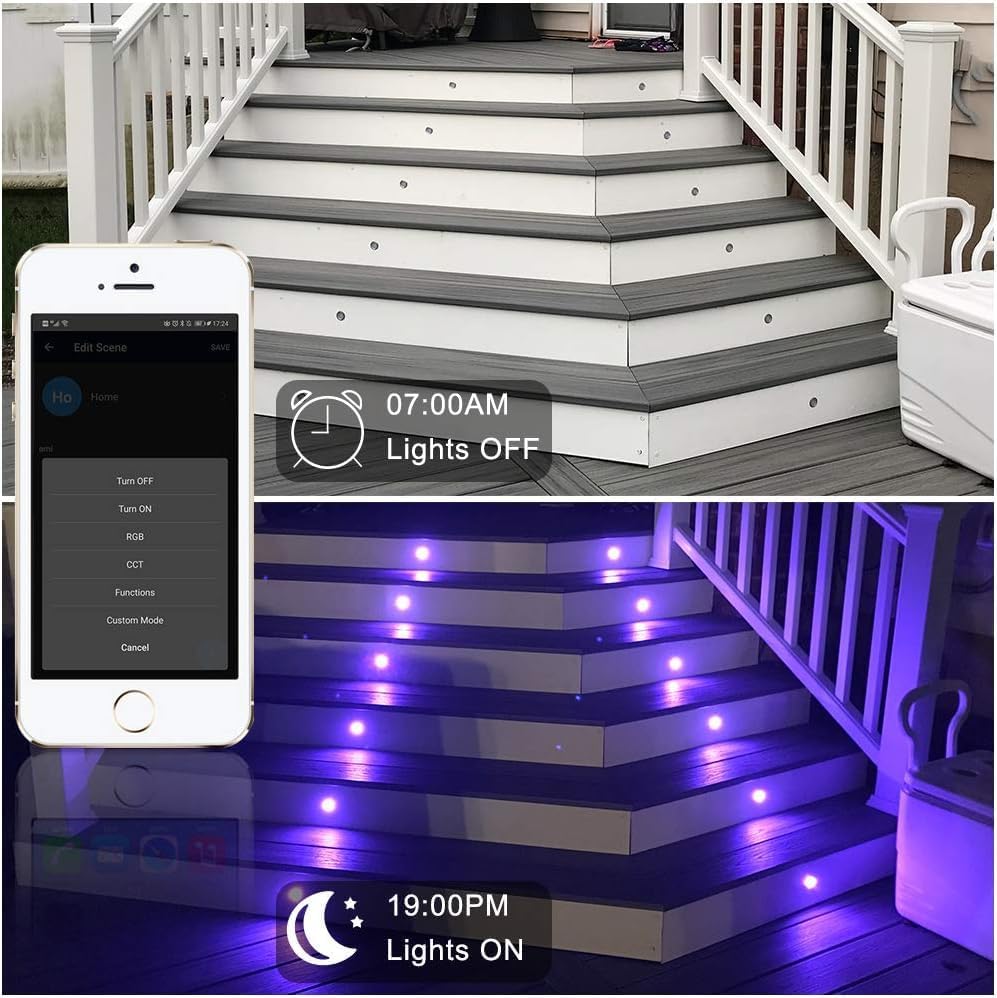 LED Deck Lights Kit, 30 Pack Φ1.22" Low Voltage WiFi Smart Recessed RGBW...