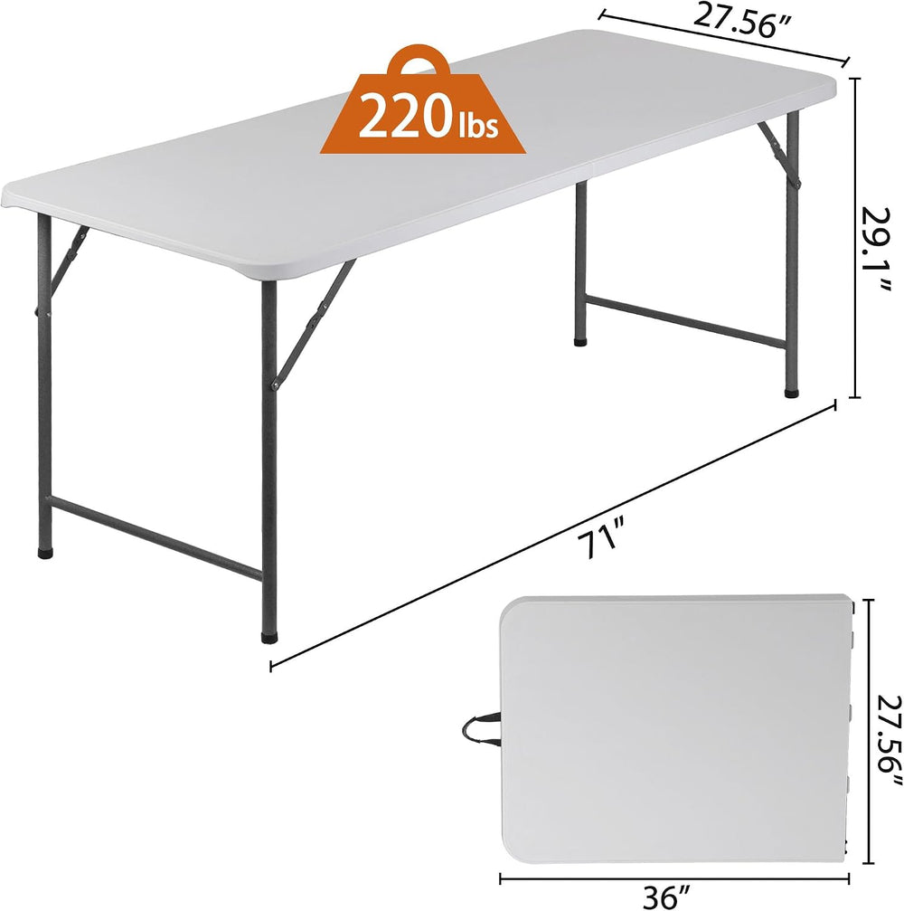 SUPER DEAL Upgraded 6FT Folding Picnic Table for Outdoor, Portable Fold-in-Ha...